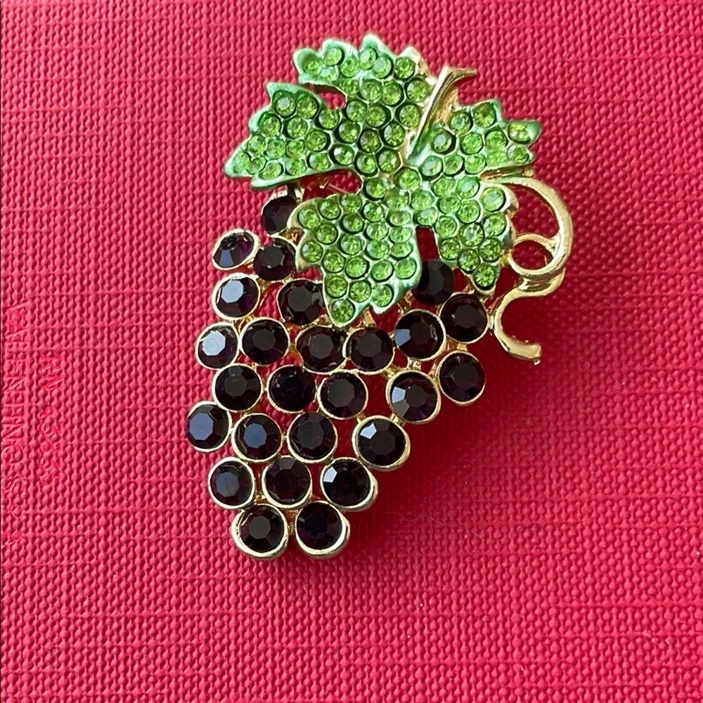 Anthropologie Green and Black Grape Cluster Brooch
